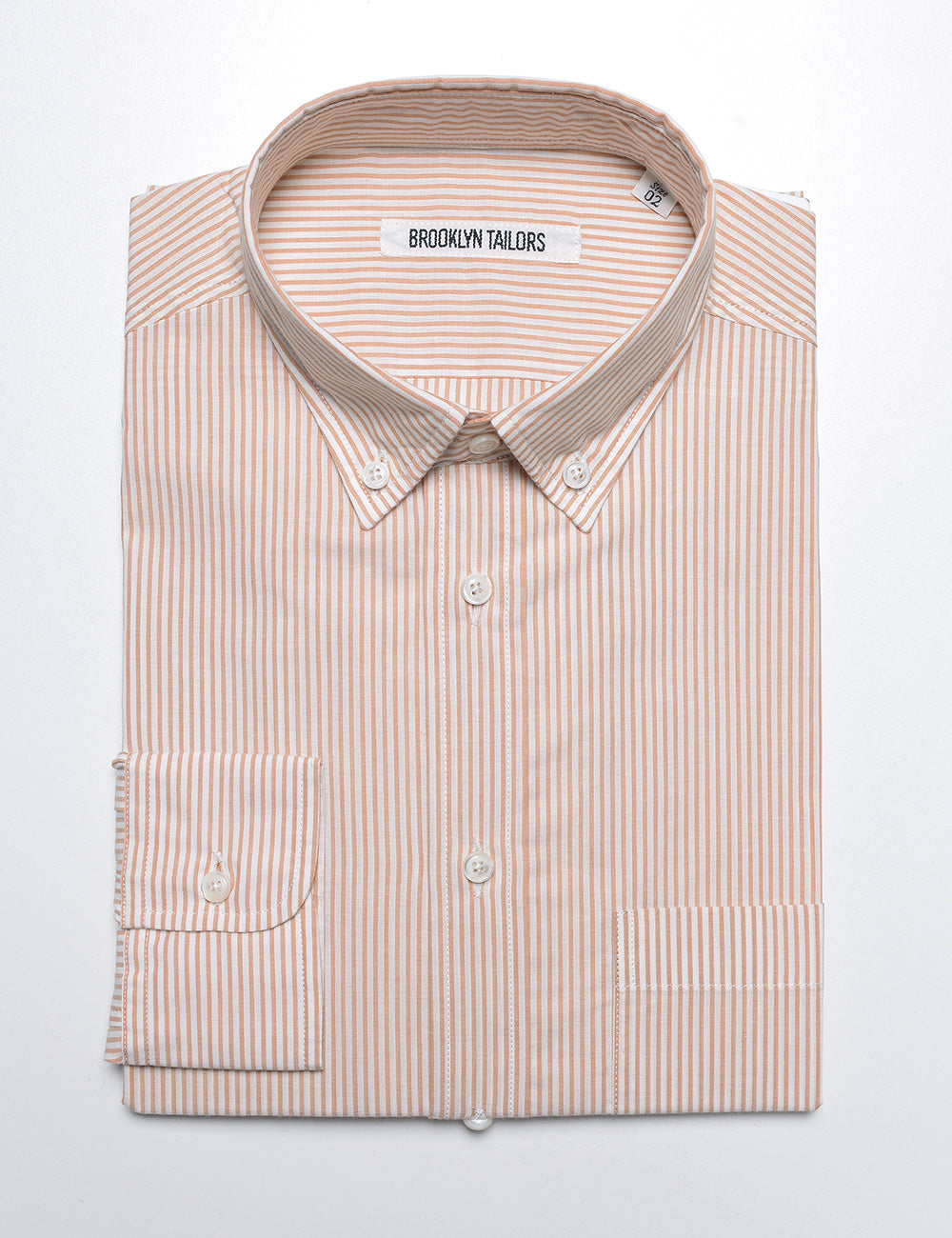 Brooklyn Tailors BKT10 Slim Casual Shirt in Thin Stripe - Ochre and White flat folded shot