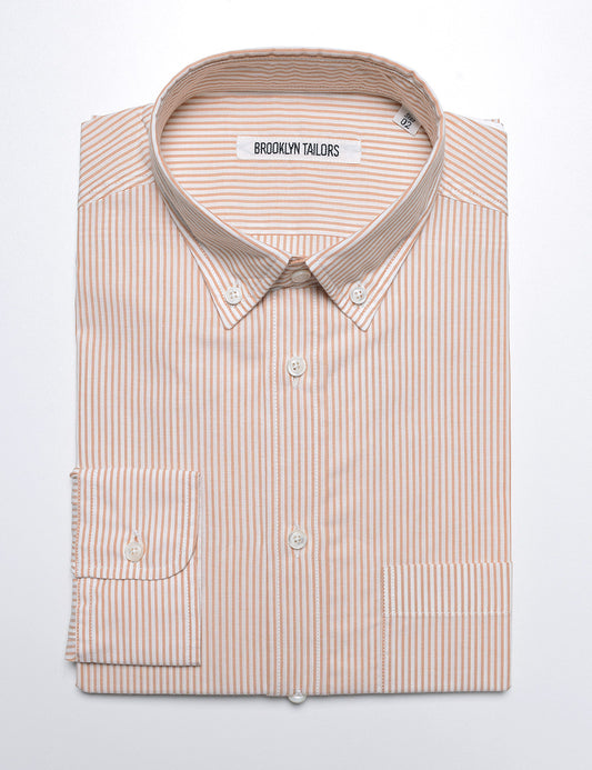 Brooklyn Tailors BKT10 Slim Casual Shirt in Thin Stripe - Ochre and White flat folded shot