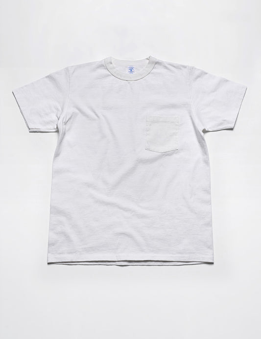 Full length flat shot of Velva Sheen Pigment Pocket Tee in White