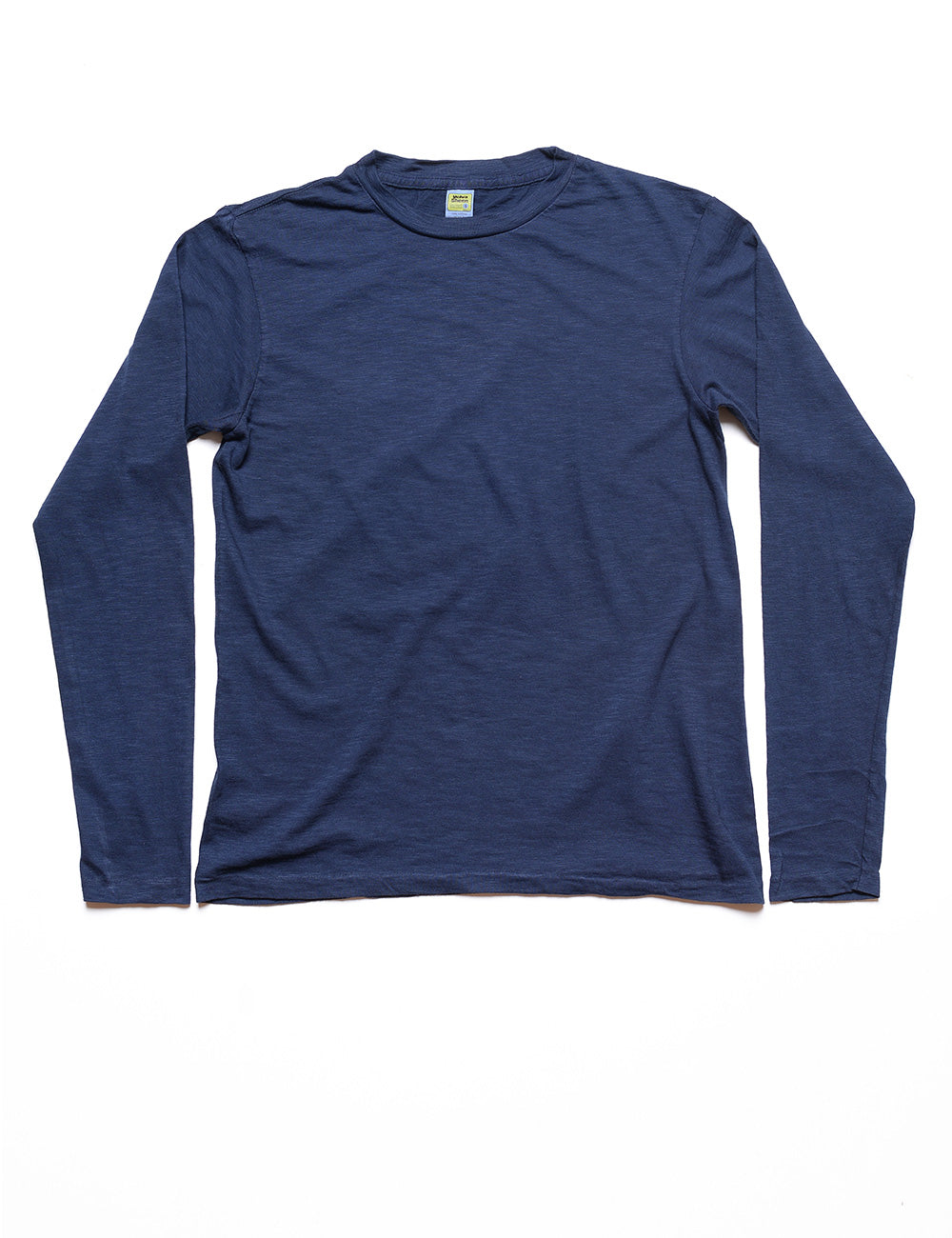 Full length flat shot of Velva Sheen Long Sleeve Crewneck T-Shirt in Navy