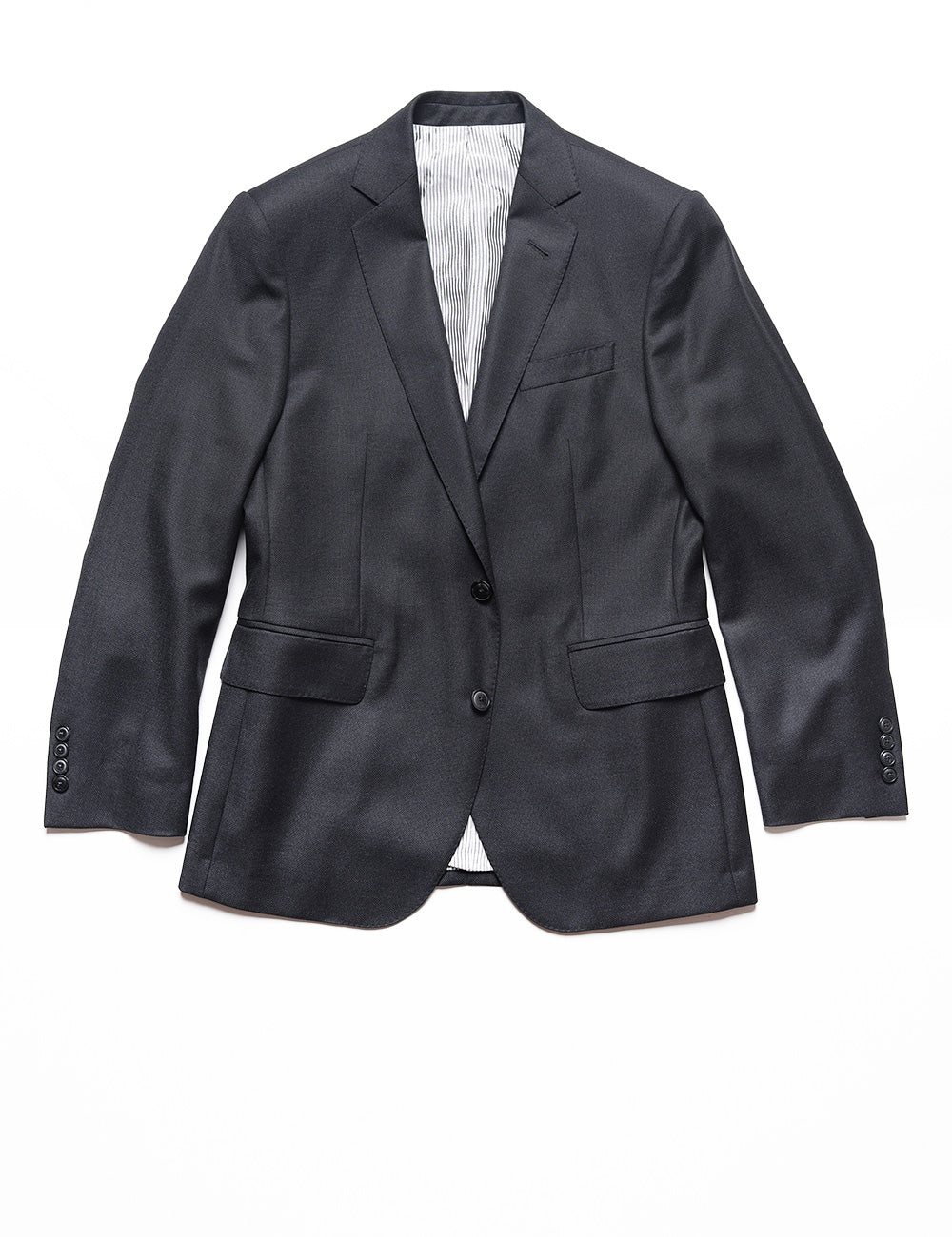 Full length flat shot of Brooklyn Tailors BKT50 Tailored Jacket in Birdseye Weave - Black