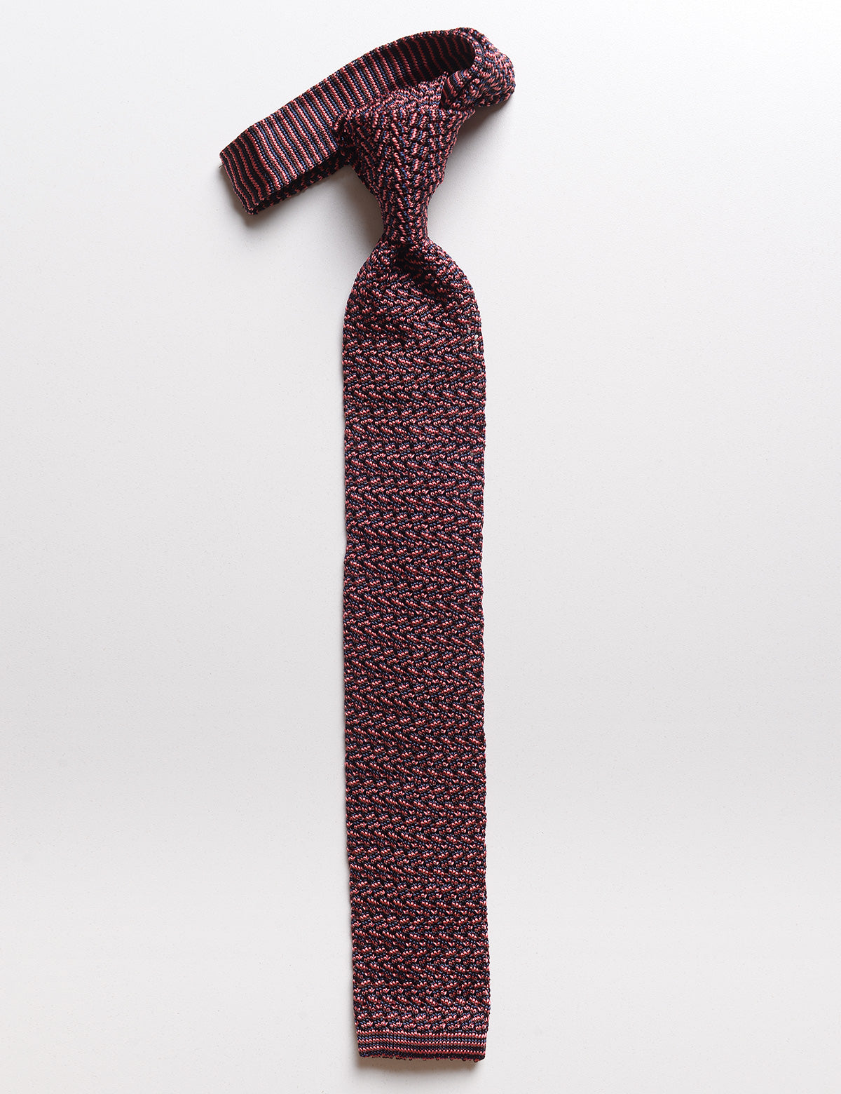 Micro Pattern Silk Knit Tie - Midnight Rose