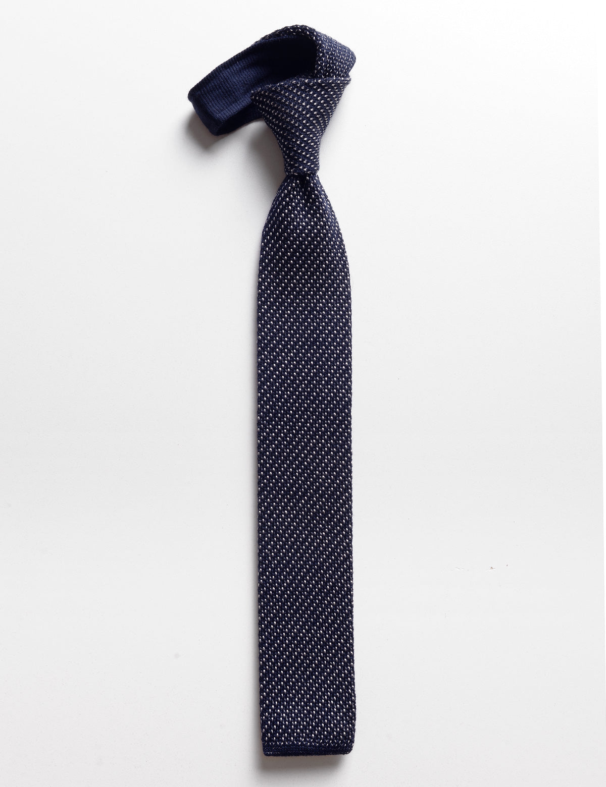 Flat shot of Fumeo Carlo Pincushion Silk & Wool Knit Tie - Night Sky
