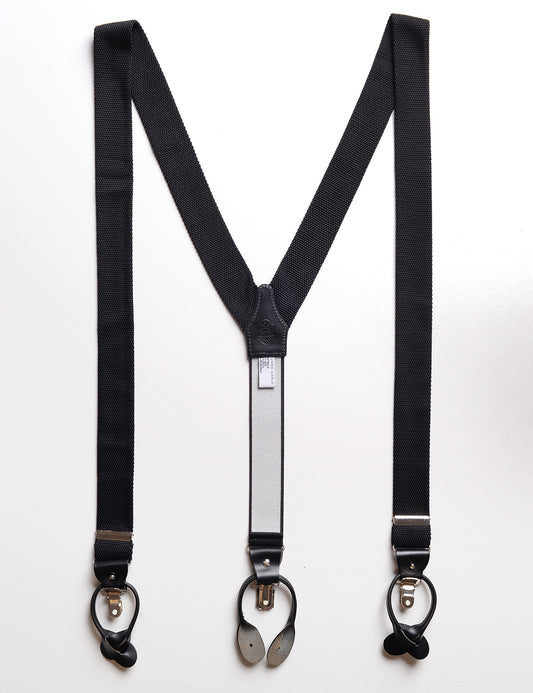 Silk Knit Suspenders - Black