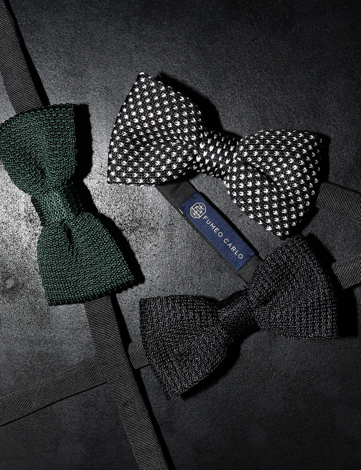 Photo of three Fumeo Carlo bowties