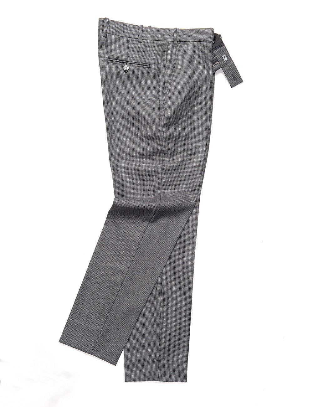 Brooklyn tailors BKT50 Tailored Trousers in Birdseye Weave - Storm Gray full length flat shot