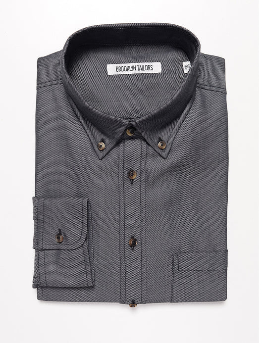 FINAL SALE: BKT10 Slim Casual Shirt in Soft Basketweave - Stone