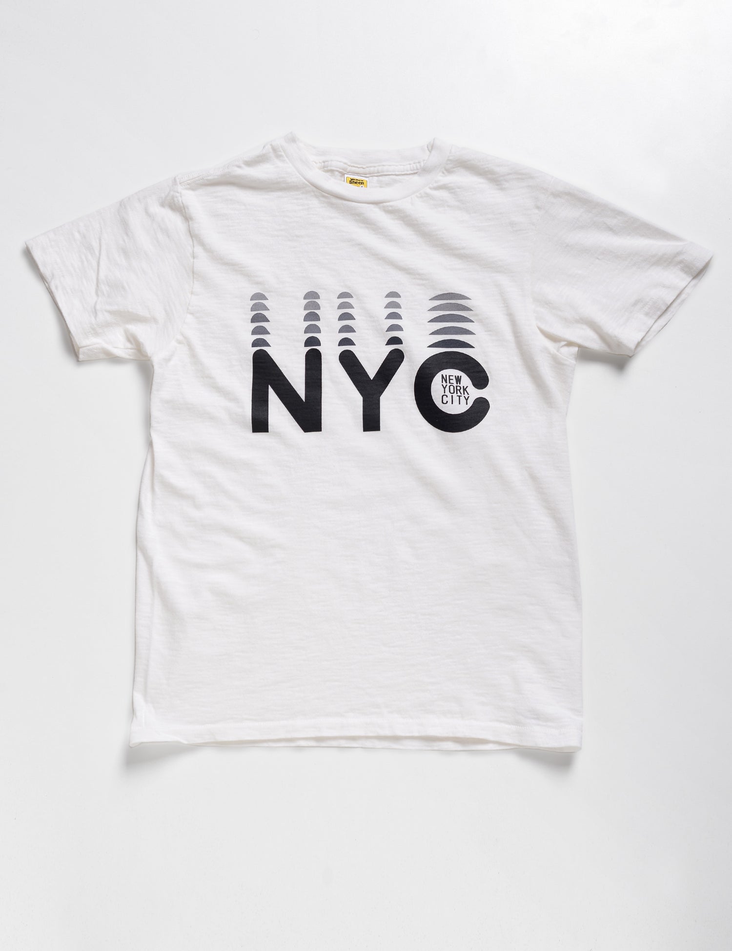 Full length flat shot of Velva Sheen New York Crewneck T-Shirt - Vintage White