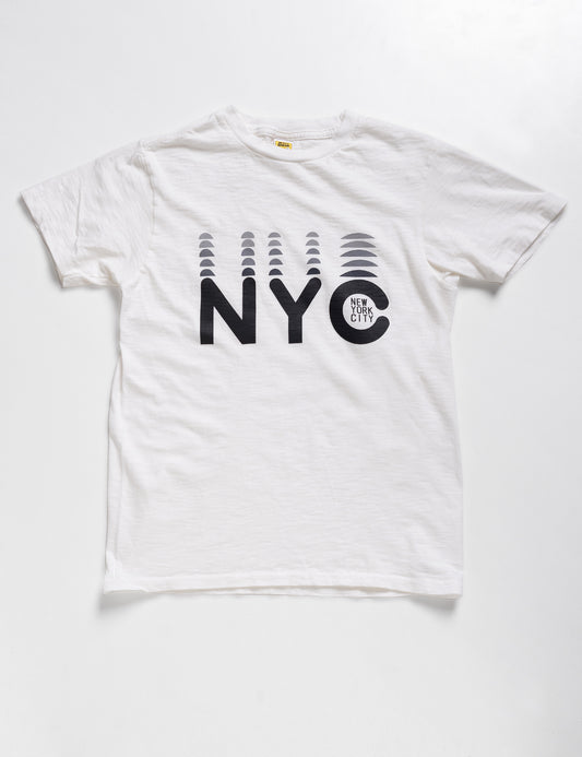 Full length flat shot of Velva Sheen New York Crewneck T-Shirt - Vintage White