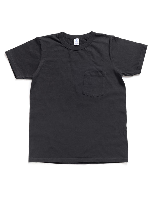 Full length flat shot of Velva Sheen Pigment Pocket Tee in Jet Black