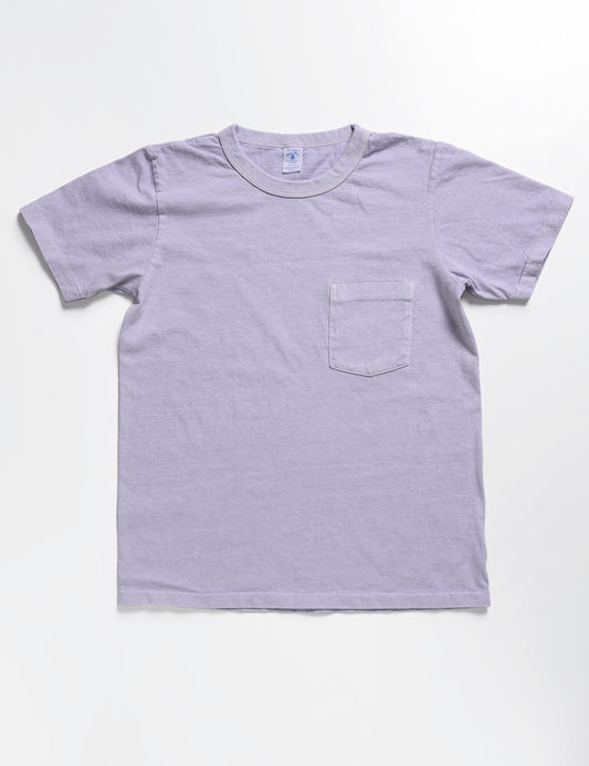 Full length flat shot of Velva Sheen Pigment Pocket Tee in Orchid