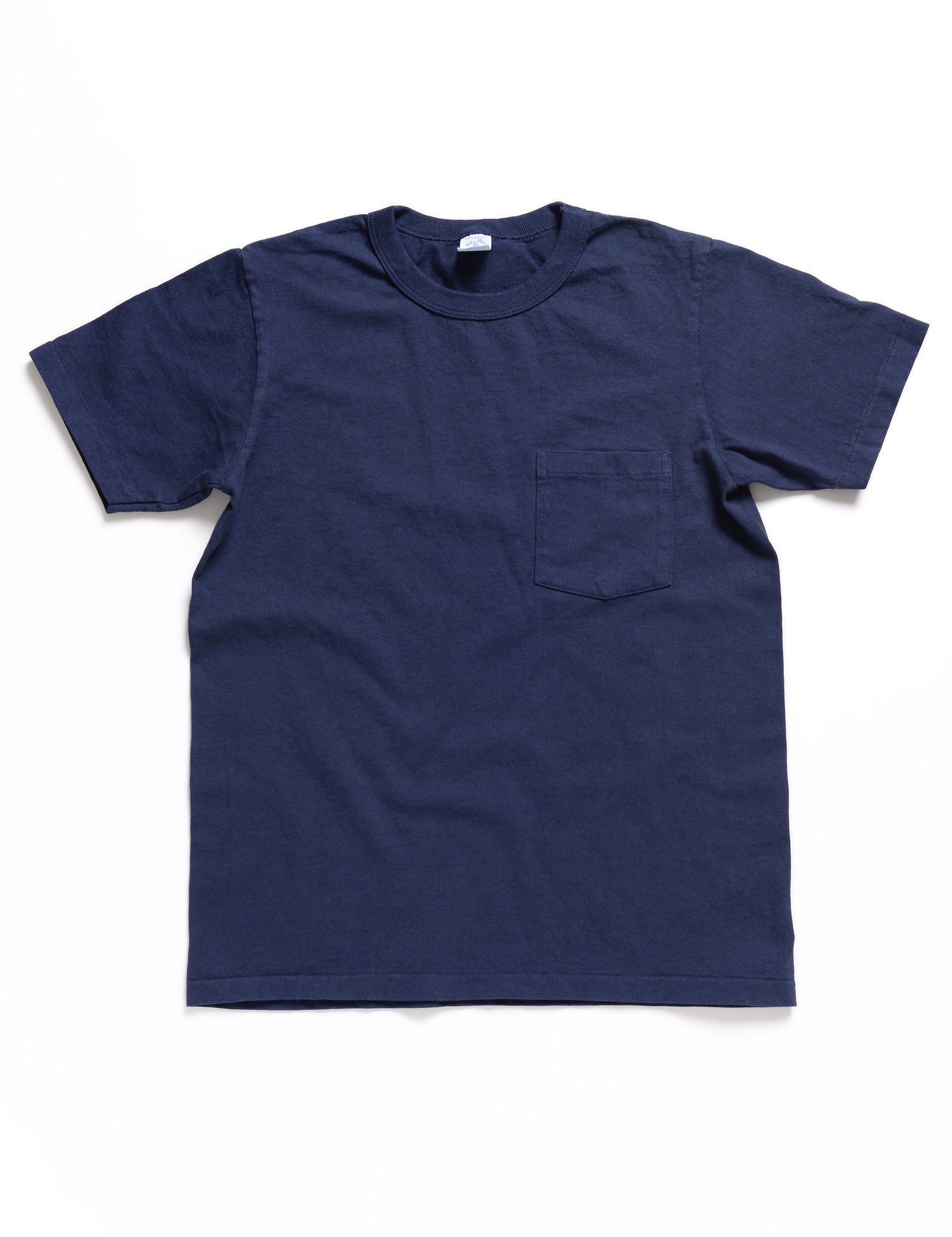 Full length flat shot of Velva Sheen Pigment-Dyed Pocket Tee in Very Navy