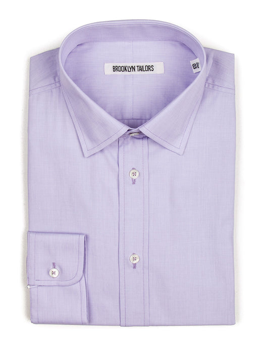 Brooklyn Tailors BKT20 Slim Dress Shirt in End-on-End - Lavender flat folded shot