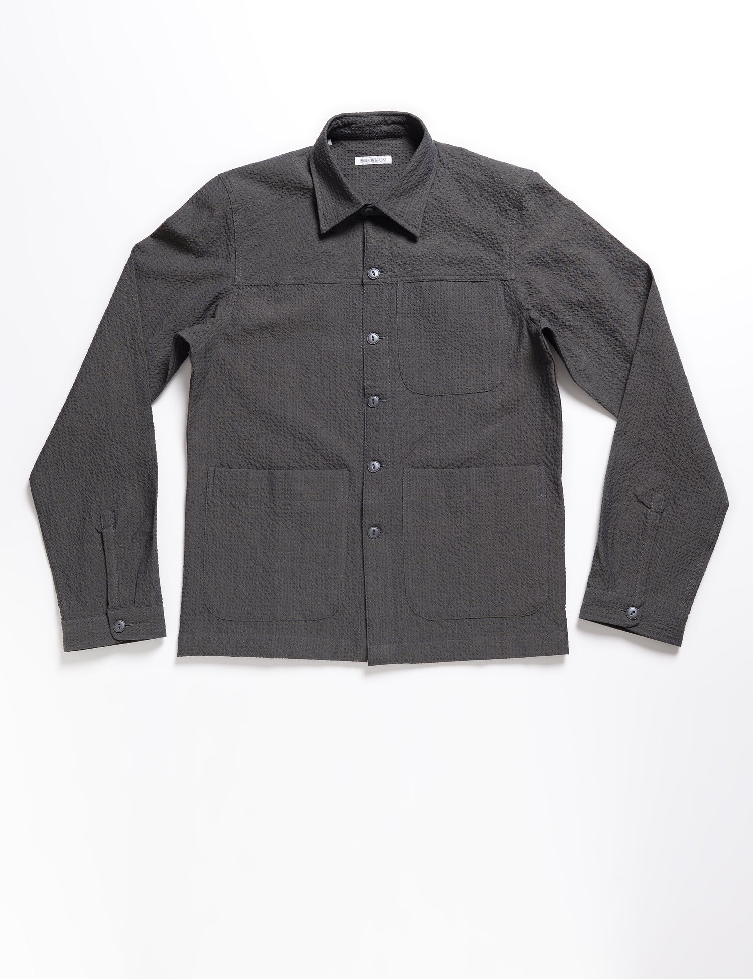 Brooklyn Tailors BKT15 Shirt Jacket in Crinkled Wool & Cotton - Storm full length flat shot