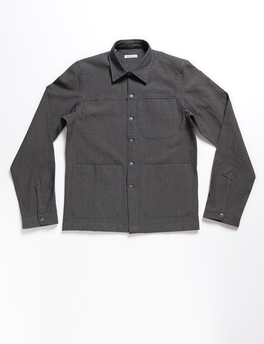 Brooklyn Tailors BKT15 Shirt Jacket in Crinkled Wool & Cotton - Storm full length flat shot