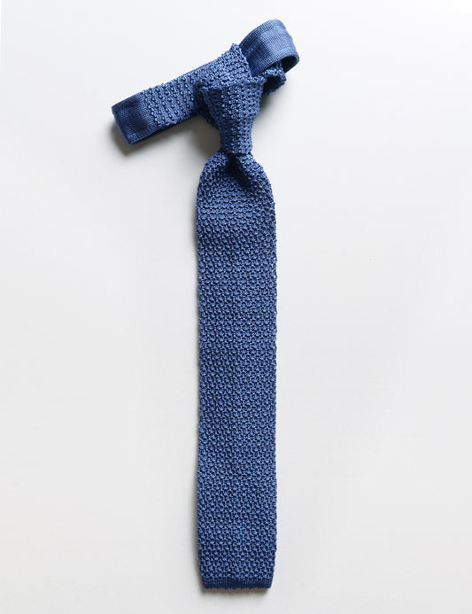 Italian Silk Knit Tie - Blue Poppy