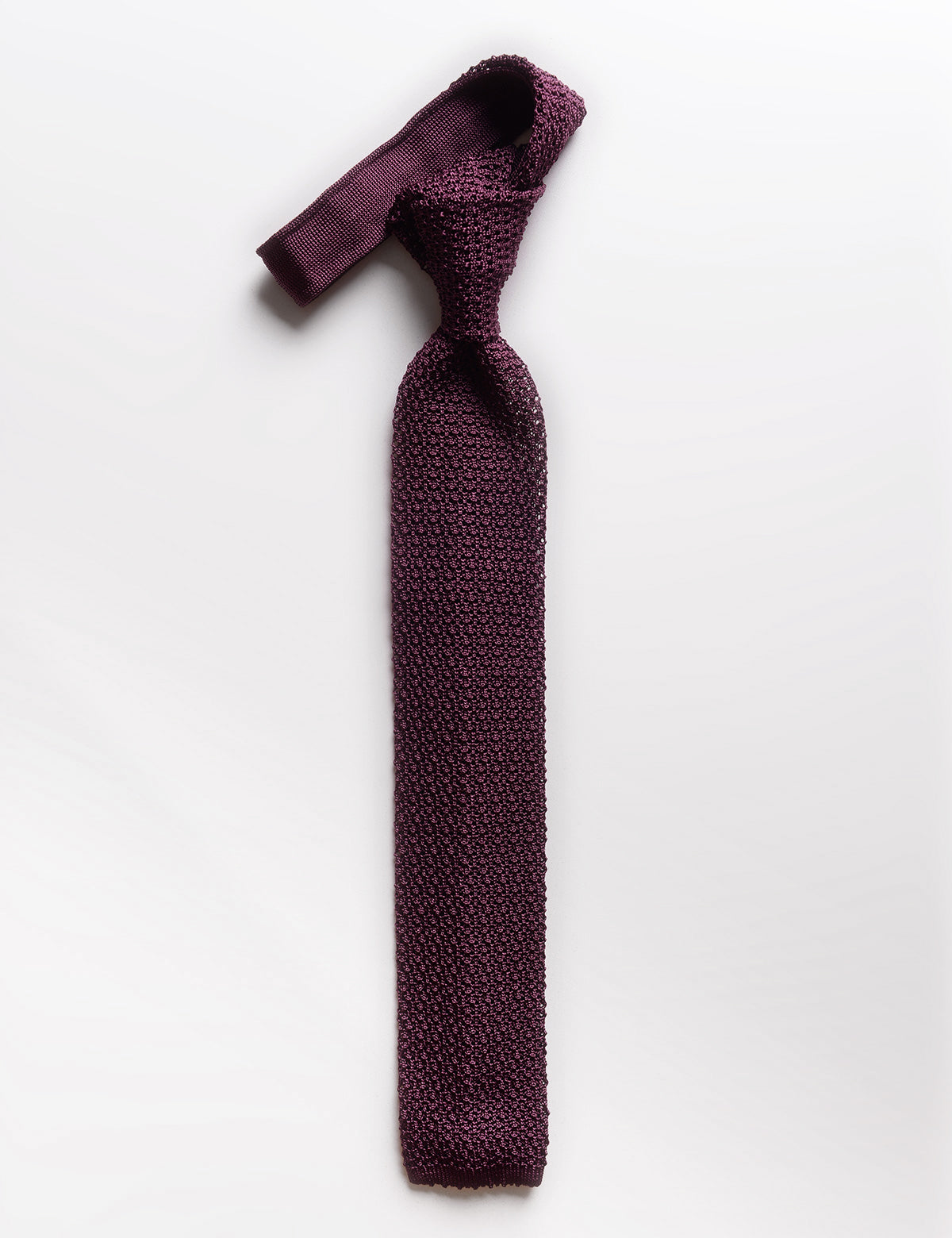 Flat shot of Brooklyn Tailors Italian Silk Knit Tie  - Mulberry
