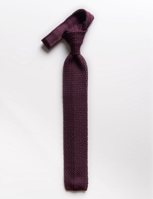 Italian Silk Knit Tie  - Mulberry