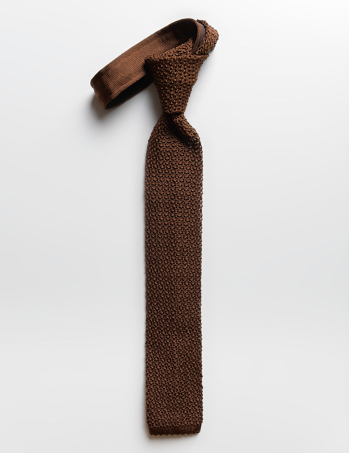 Flat shot of Brooklyn Tailors Italian Silk Knit Tie  - Sepia