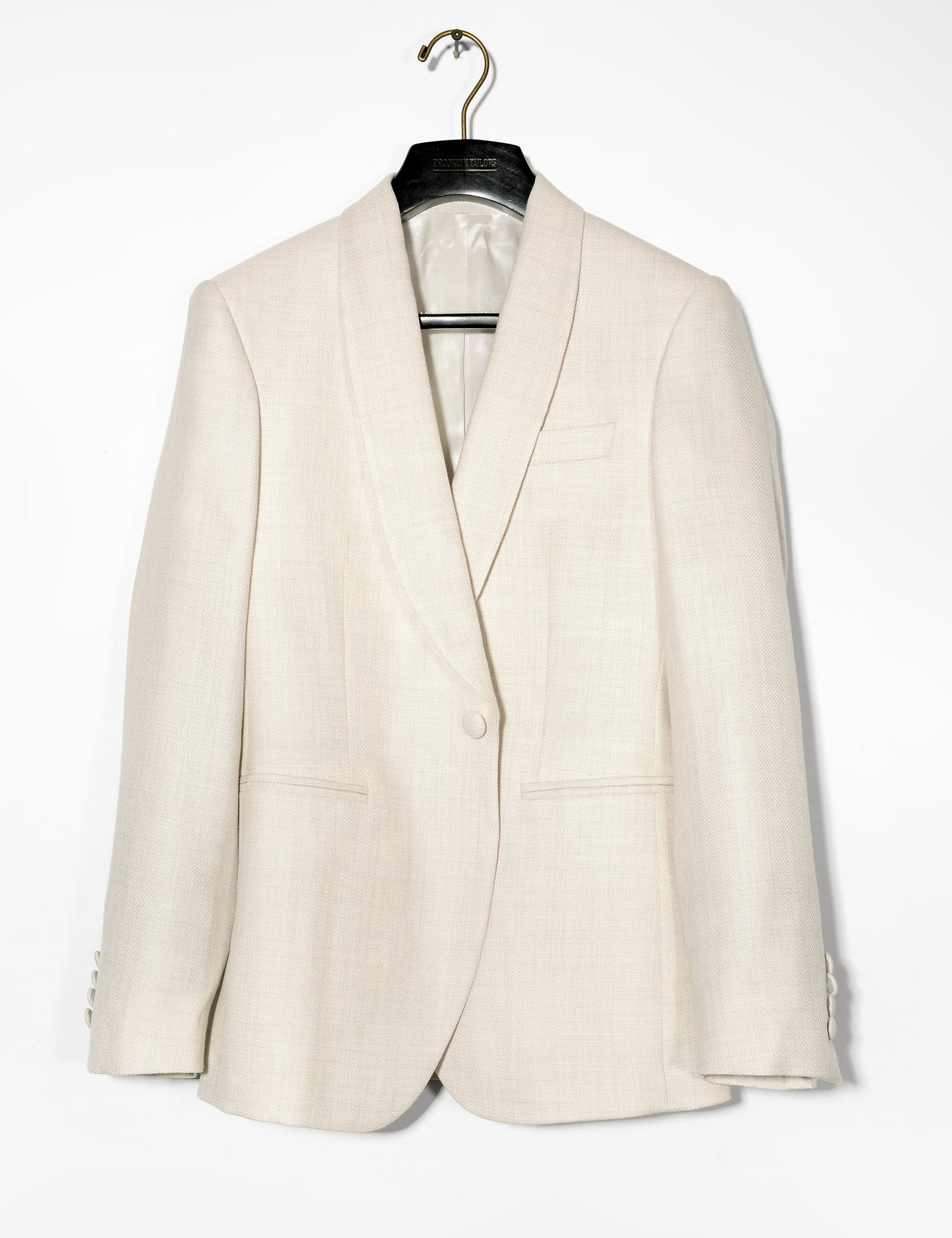 BKT50 Shawl Collar Dinner Jacket in Silk & Wool Textured Weave - Ivory