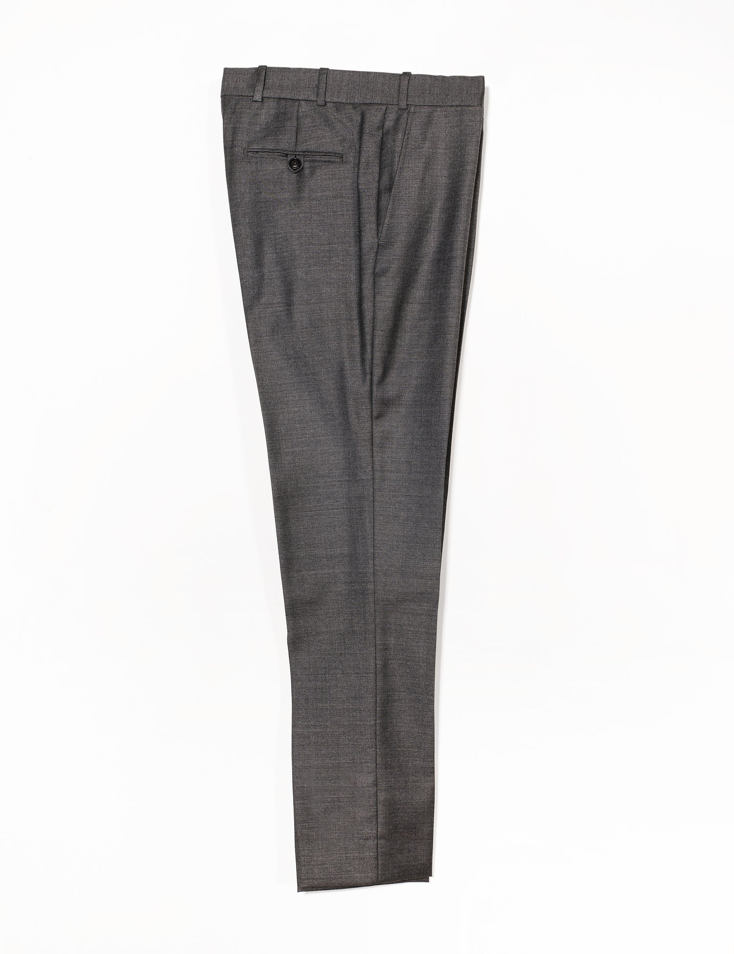 Brooklyn Tailors BKT50 Tailored Trousers in Wool Tickweave - Deep Gray full length flat shot
