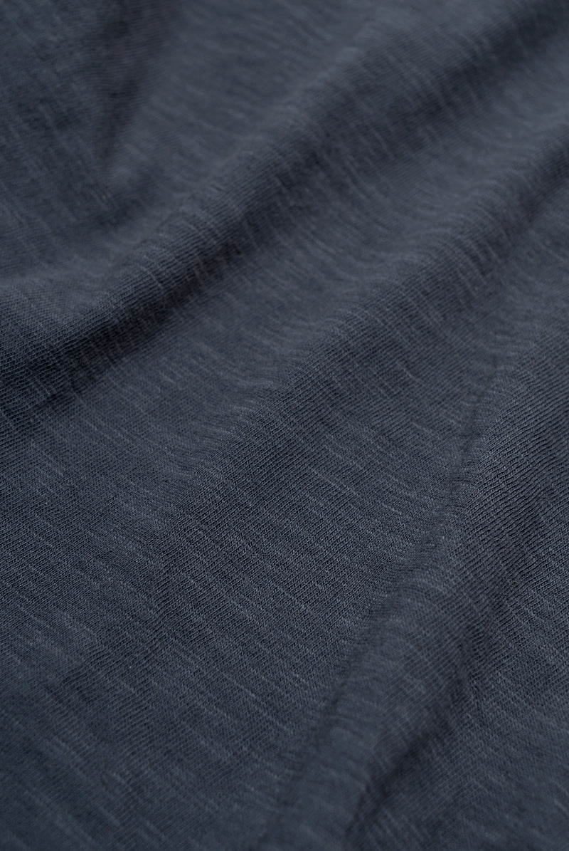 Close-up shot of Velva Sheen Crewneck T-Shirt in Washed Black showing fabric color and texture