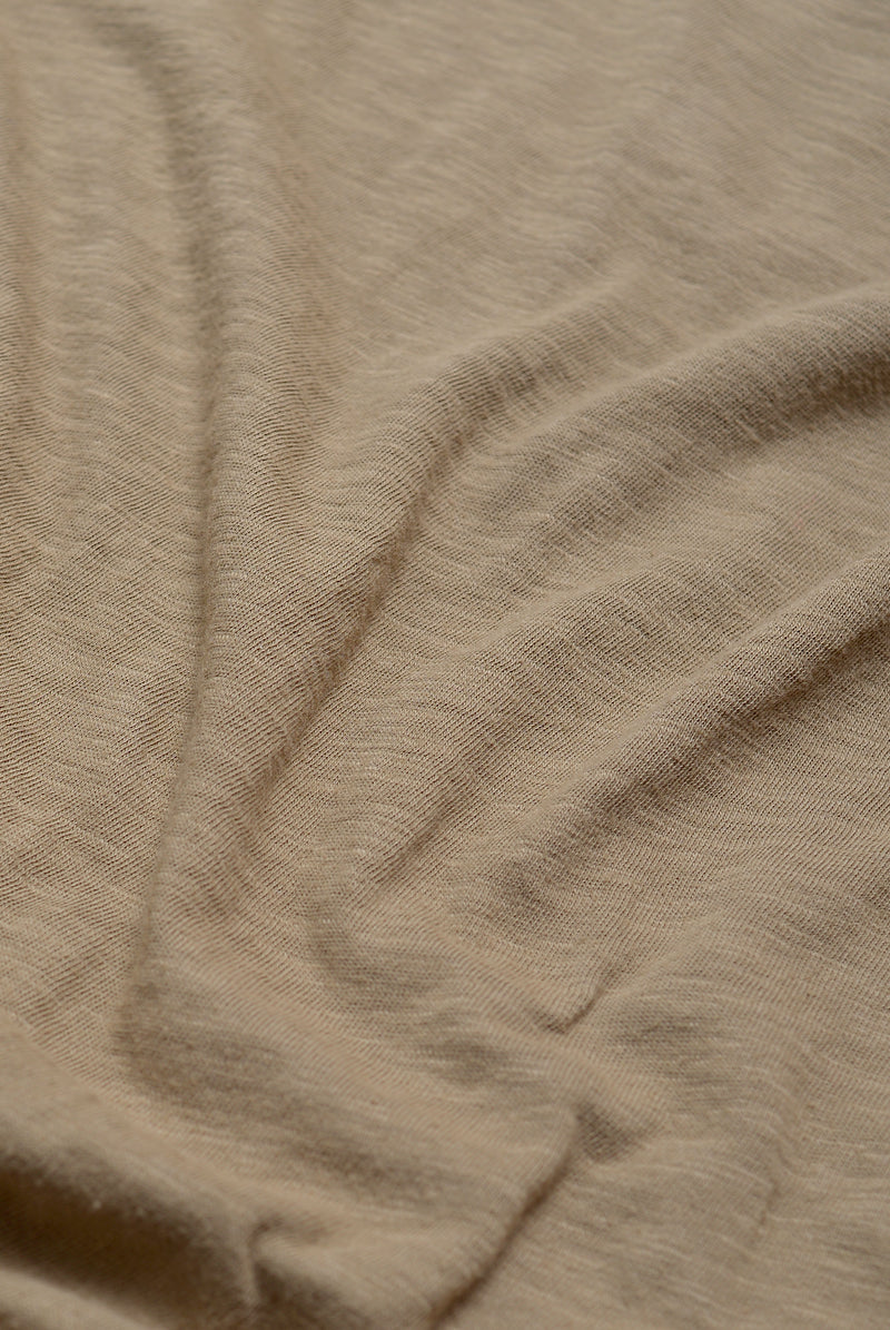 Close-up of Velva Sheen Crewneck T-Shirt in Olive showing fabric color and texture