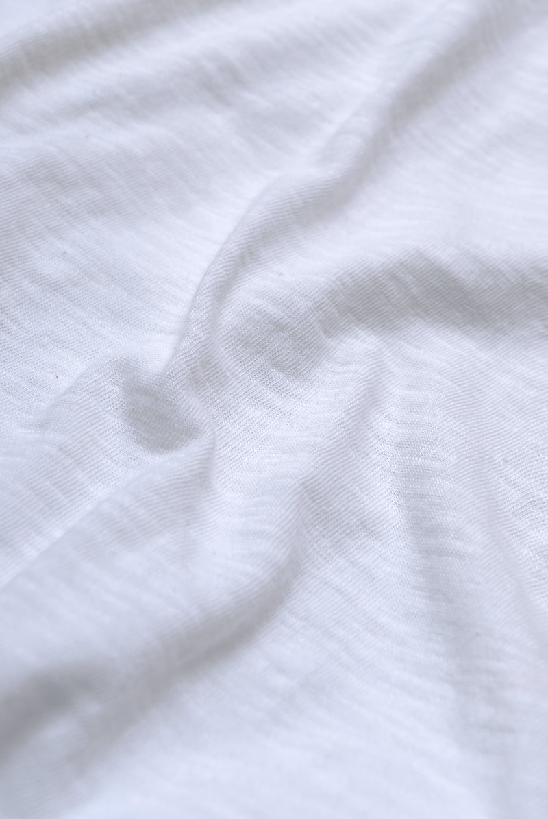 Close-up of Velva Sheen Crewneck T-Shirt in Vintage White showing fabric color and texture