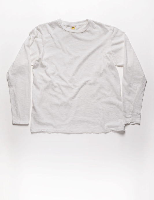 Full length flat shot of Velva Sheen Long Sleeve Crewneck T-Shirt in White