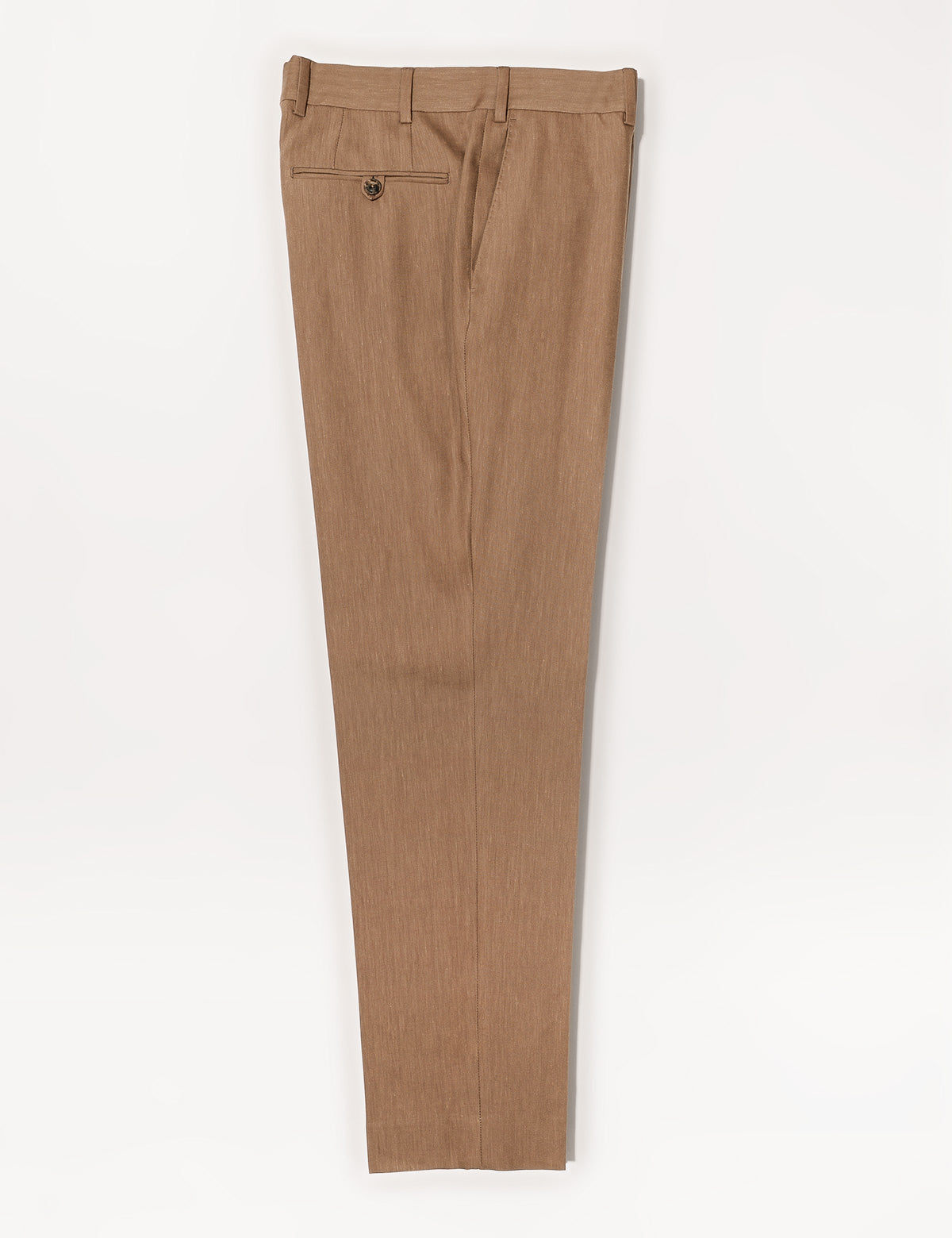 Brooklyn Tailors BKT50 Tailored Trousers in Wool Linen - Sahara full length flat shot
